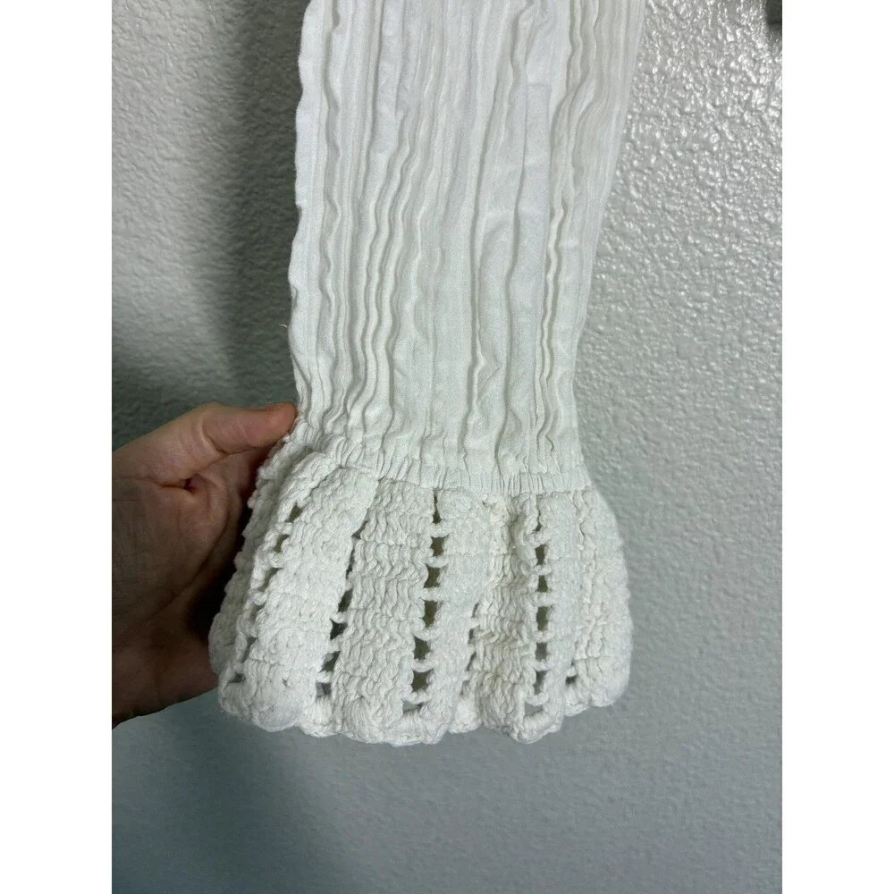 Free People Megan Crochet Top Womens Small White Cropped Bell Sleeve Boho Top